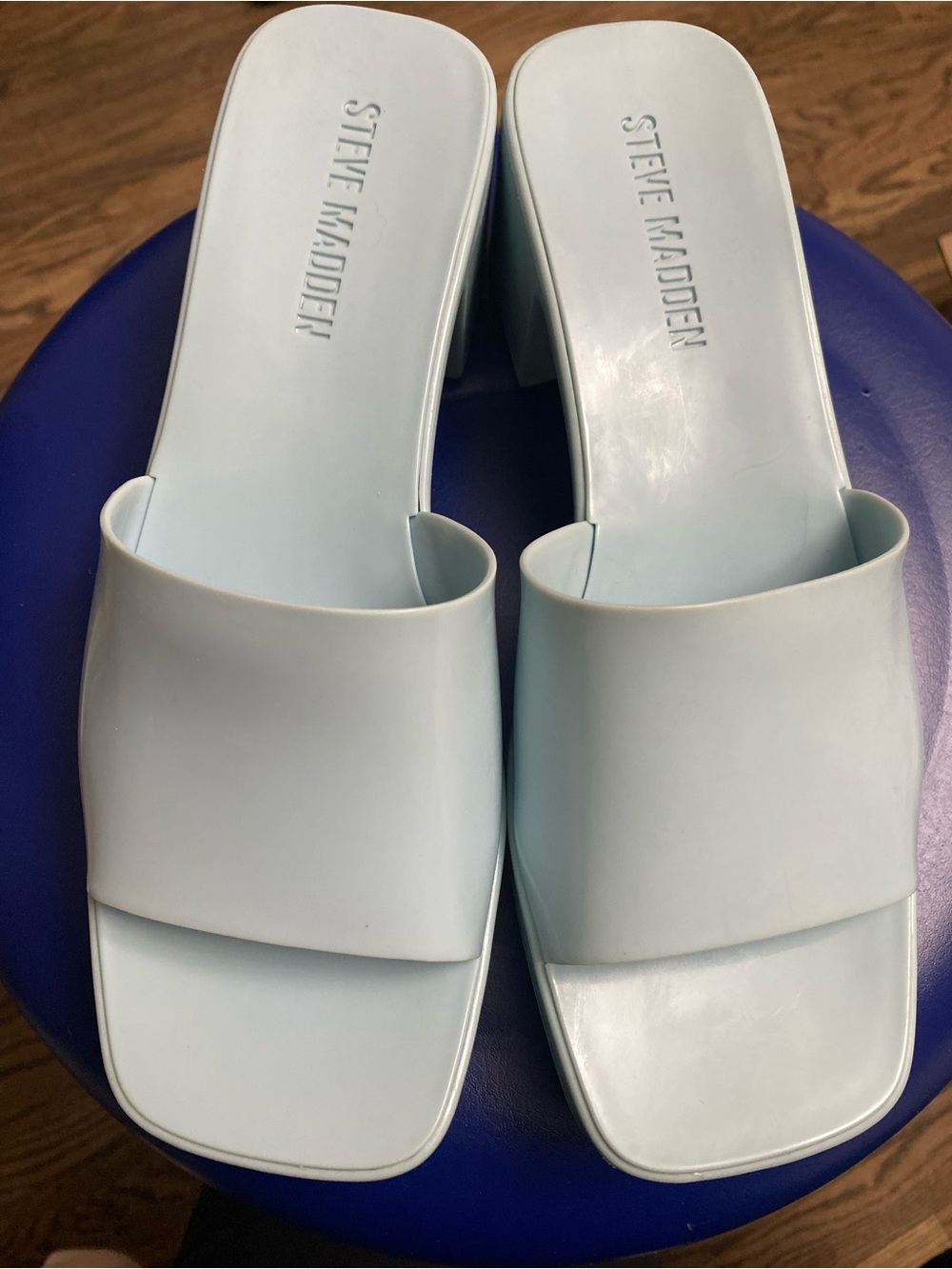 Steve Madden Women’s Light Blue Harlingen Slide Sandals, women’s 8M